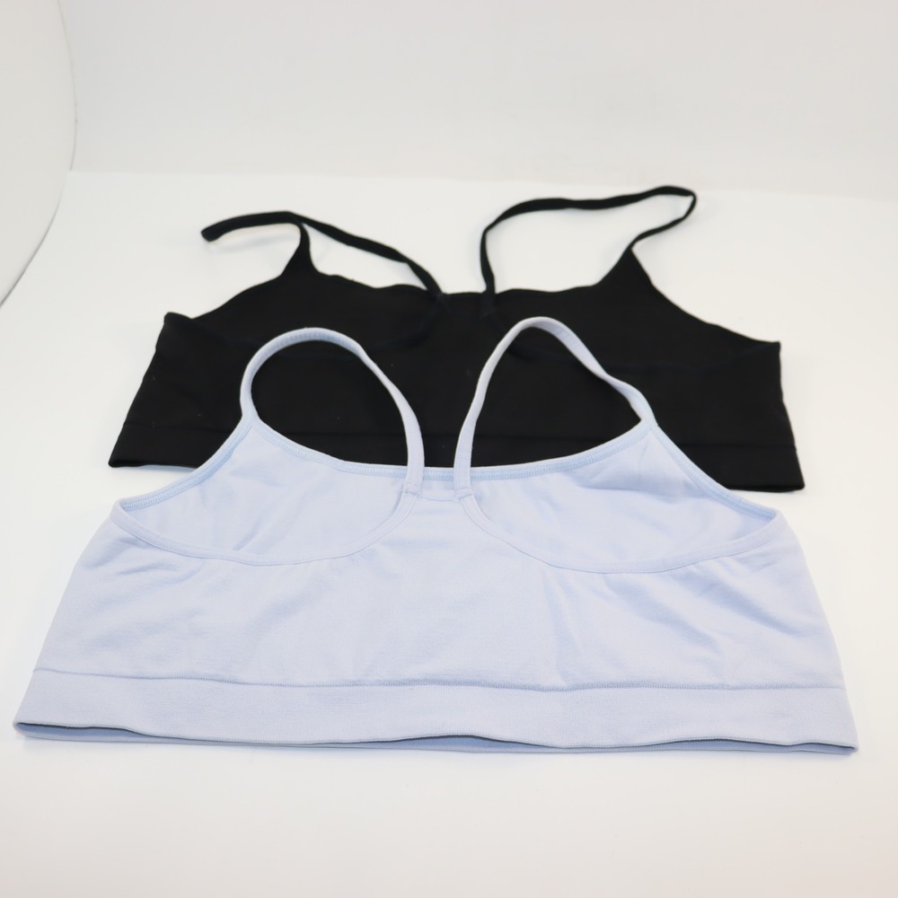 GapBody Bralette 2-Pack L/G Black Light Blue Womens Seamless Strappy Active